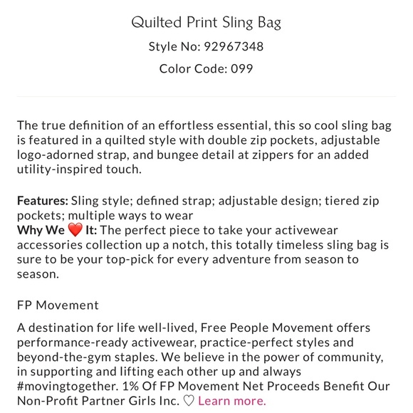 NWOT Free People Movement Quilted Printed Sling Bag-camo - Picture 3 of 6